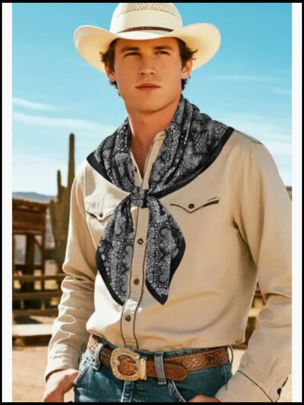 Extra Large 43 Inch Wild Rag Oversize Western Scarf Shawl Unisex Neck Scarf